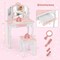 Costway Kids Vanity Table & Stool Set with Cute Polka Dot Print Tri-folding Mirror Drawer Pink&White/Light Pink&White/Pink&Black/Blue/Pink